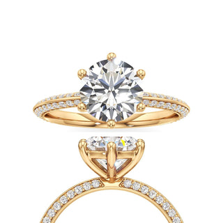Knife Edge Prong Set Six Prong Round Engagement Ring