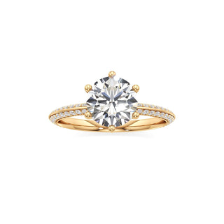 Knife Edge Prong Set Six Prong Round Engagement Ring