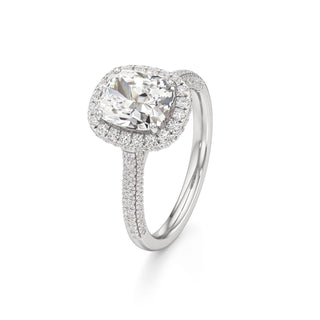 Lavender Round Halo with Pave Band