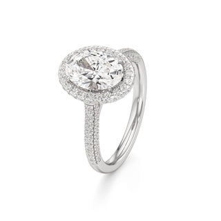 Lavender Round Halo with Pave Band