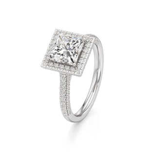 Lavender Round Halo with Pave Band
