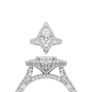 Lira Pear Kite Halo with Diamond Band