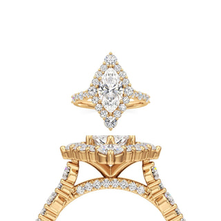 Lira Pear Kite Halo with Diamond Band
