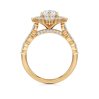 Lira Pear Kite Halo with Diamond Band