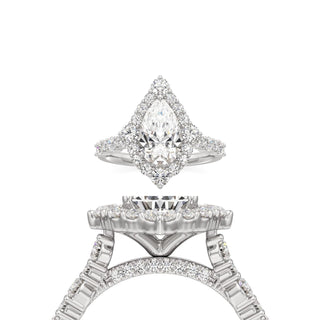 Lira Pear Kite Halo with Diamond Band