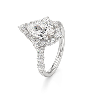 Lira Pear Kite Halo with Diamond Band
