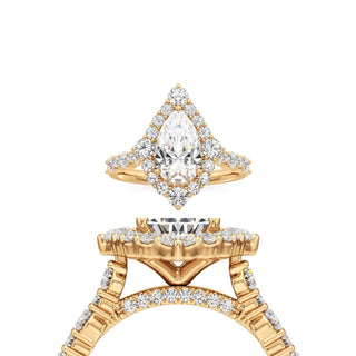 Lira Pear Kite Halo with Diamond Band