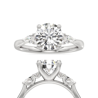 Lyric Round Three Stone Pear