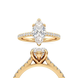 Mariah Pear Diamond Band Hidden Halo