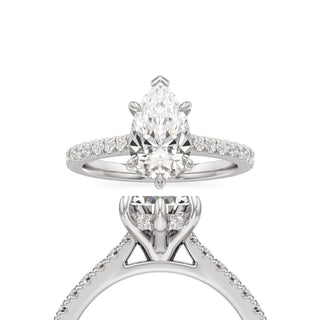 Mariah Pear Diamond Band Hidden Halo