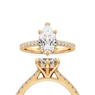 Mariah Pear Diamond Band Hidden Halo