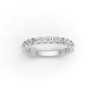 Round Lab Grown Diamond Engagement Ring with 4-Prong Pave Band Solitaire