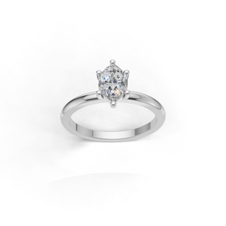 Oval Lab Grown Diamond Engagement Ring with 6-Prong Solitaire Plain Band