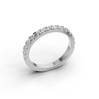 Round Lab Grown Diamond Engagement Ring with 4-Prong Pave Band Solitaire
