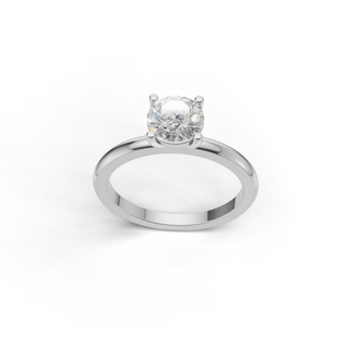 Round Lab Grown Diamond Engagement Ring with Solitaire Plain Band