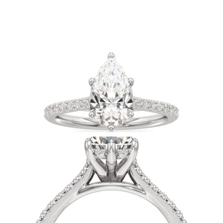 Roxy Pear Six Prong Hidden Halo