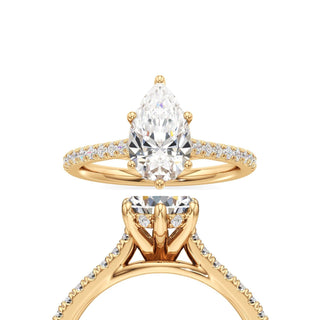 Roxy Pear Six Prong Hidden Halo