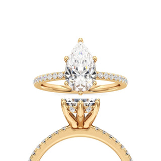 Saylor Pear Six Prong Hidden Halo