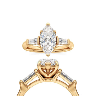 Serenity Round Three Stone Tapered Baguette