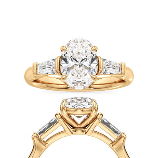 Serenity Round Three Stone Tapered Baguette