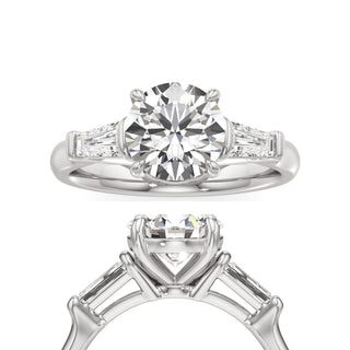 Serenity Round Three Stone Tapered Baguette