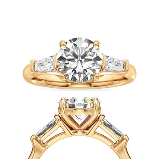 Serenity Round Three Stone Tapered Baguette