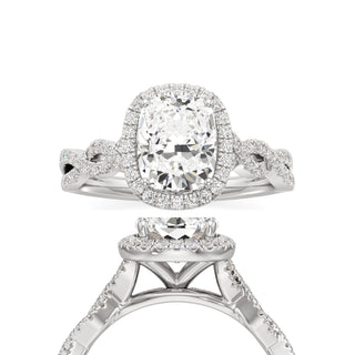 Sigrid Elongated Cushion Halo with Twisted Diamond Band