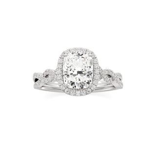 Sigrid Elongated Cushion Halo with Twisted Diamond Band