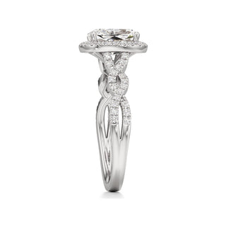 Sigrid Elongated Cushion Halo with Twisted Diamond Band