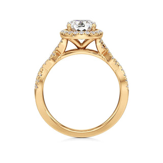 Sigrid Elongated Cushion Halo with Twisted Diamond Band