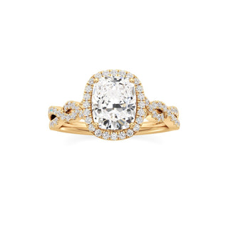 Sigrid Elongated Cushion Halo with Twisted Diamond Band