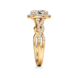 Sigrid Elongated Cushion Halo with Twisted Diamond Band