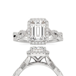Sigrid Elongated Cushion Halo with Twisted Diamond Band