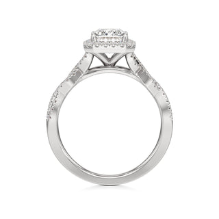 Sigrid Elongated Cushion Halo with Twisted Diamond Band