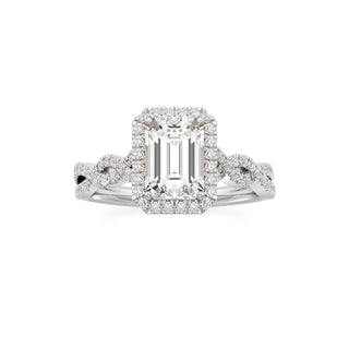 Sigrid Elongated Cushion Halo with Twisted Diamond Band