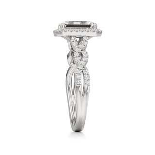 Sigrid Elongated Cushion Halo with Twisted Diamond Band