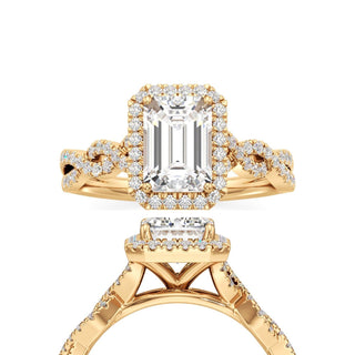 Sigrid Elongated Cushion Halo with Twisted Diamond Band