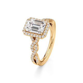 Sigrid Elongated Cushion Halo with Twisted Diamond Band