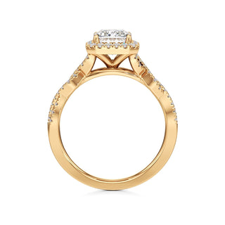 Sigrid Elongated Cushion Halo with Twisted Diamond Band