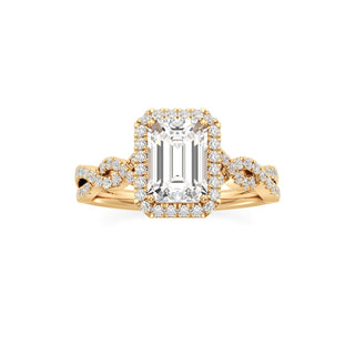 Sigrid Elongated Cushion Halo with Twisted Diamond Band