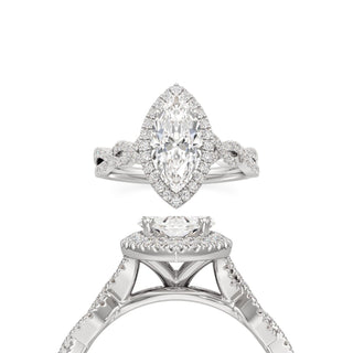 Sigrid Elongated Cushion Halo with Twisted Diamond Band