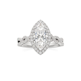 Sigrid Elongated Cushion Halo with Twisted Diamond Band