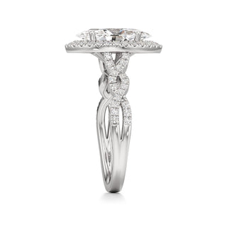 Sigrid Elongated Cushion Halo with Twisted Diamond Band
