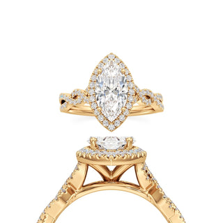 Sigrid Elongated Cushion Halo with Twisted Diamond Band