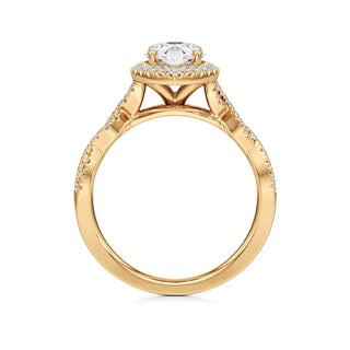 Sigrid Elongated Cushion Halo with Twisted Diamond Band