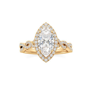 Sigrid Elongated Cushion Halo with Twisted Diamond Band
