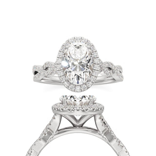 Sigrid Elongated Cushion Halo with Twisted Diamond Band
