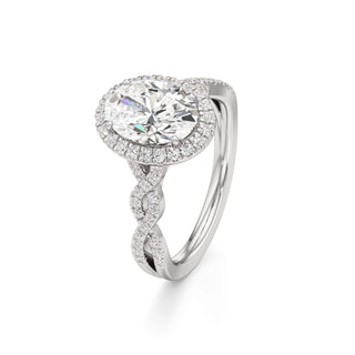 Sigrid Elongated Cushion Halo with Twisted Diamond Band