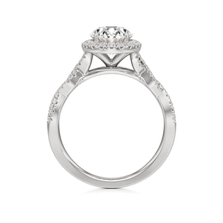 Sigrid Elongated Cushion Halo with Twisted Diamond Band