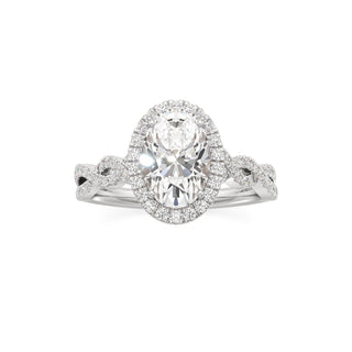 Sigrid Elongated Cushion Halo with Twisted Diamond Band